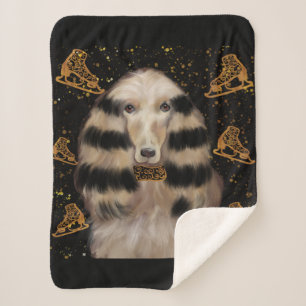 AFGHAN HOUND GOLD SHERPA BLANKET