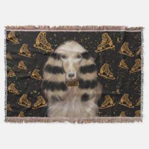 AFGHAN HOUND GOLD THROW BLANKET
