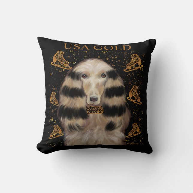 AFGHAN HOUND GOLD  THROW PILLOW (Front)