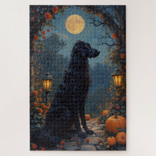 Afghan Hound Gothic Moonlight Halloween Art Jigsaw Puzzle