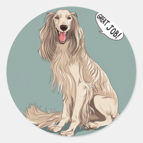 Afghan Hound Great Job Teacher Reward Classic Round Sticker