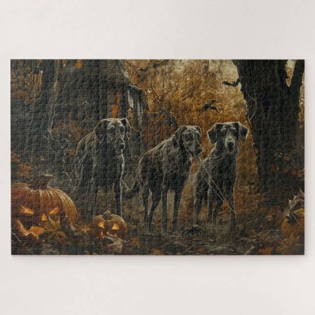 Afghan Hound Halloween Night Doggy Delight  Jigsaw Puzzle (Horizontal)