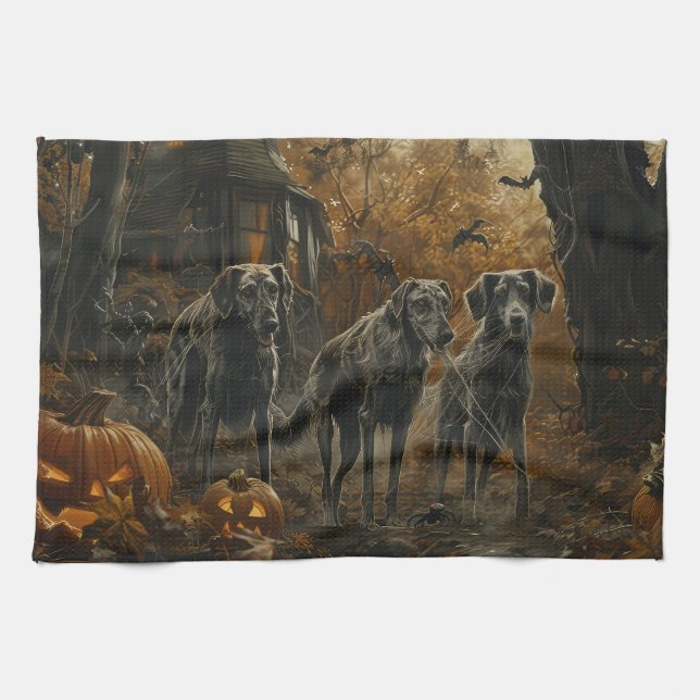 Afghan Hound Halloween Night Doggy Delight  Kitchen Towel (Horizontal)