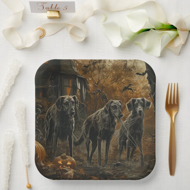 Afghan Hound Halloween Night Doggy Delight  Paper Plates (Wedding)