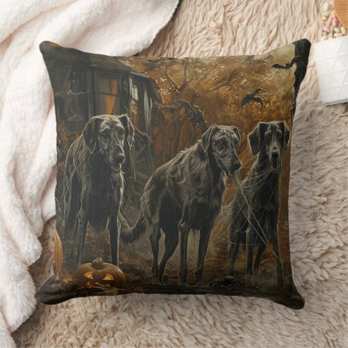 Afghan Hound Halloween Night Doggy Delight  Throw Pillow