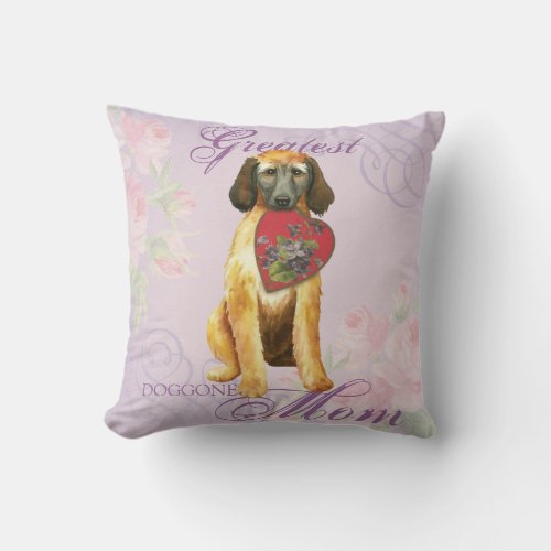 Afghan Hound Heart Mom Throw Pillow