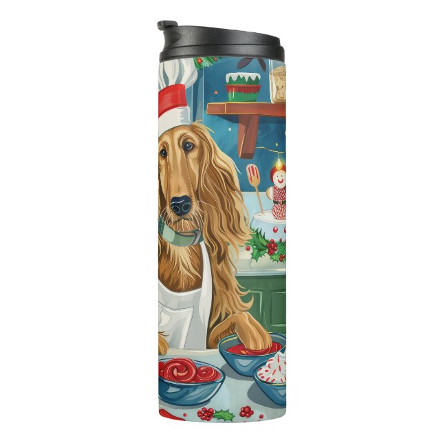 Afghan Hound Holiday Baking: Festive Christmas Thermal Tumbler (Rotated Right)