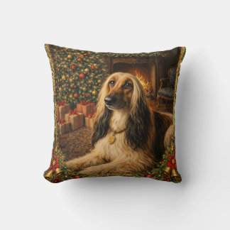Afghan Hound Holiday  Throw Pillow