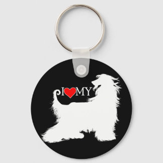 Afghan Hound I Love (heart) my Keychain