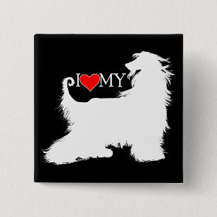 Afghan Hound I Love (heart) my Pinback Button