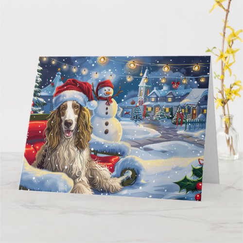 Afghan Hound in Sleigh Snow Christmas Card