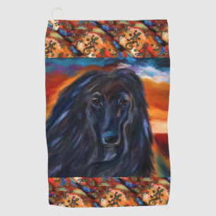 Afghan Hound Kokopelli Art Painting Golf Towel