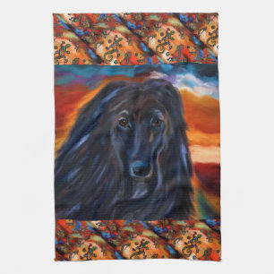 Afghan Hound Kokopelli Art Painting Kitchen Towel
