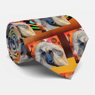 Afghan Hound Kokopelli Art Painting Neck Tie