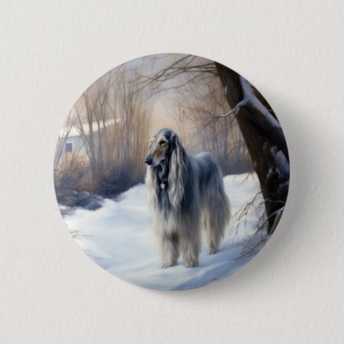 Afghan Hound Let It Snow Christmas  Button