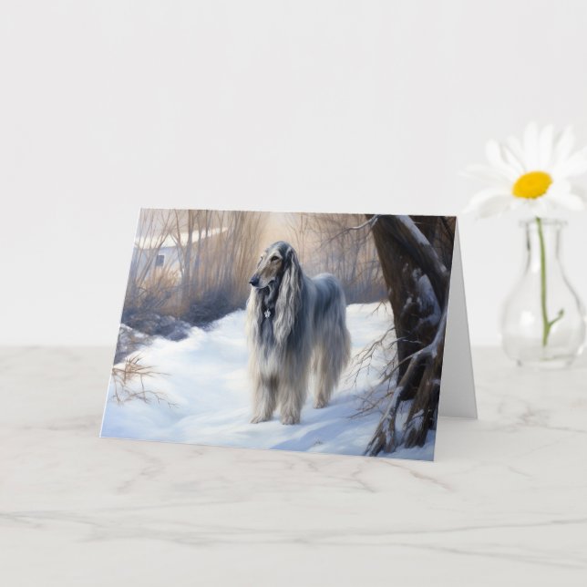Afghan Hound Let It Snow Christmas  Card (Small Plant)