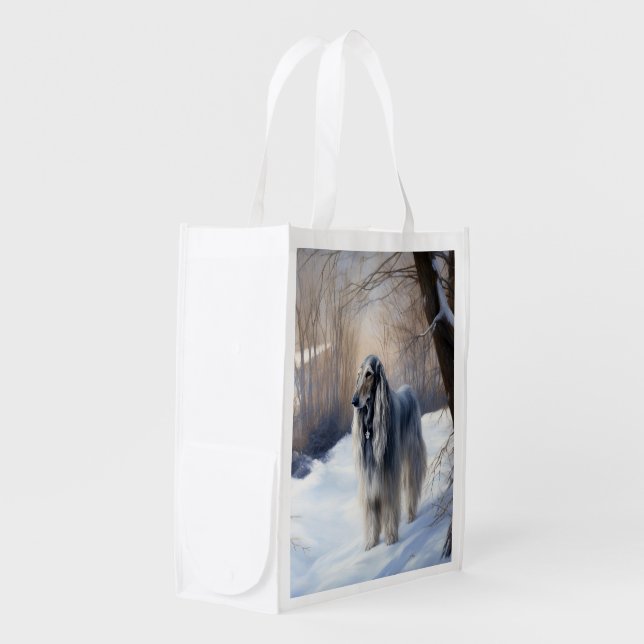 Afghan Hound Let It Snow Christmas  Grocery Bag (Front Side)
