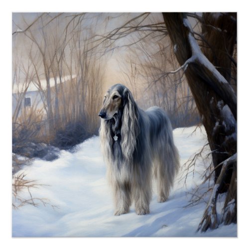 Afghan Hound Let It Snow Christmas  Poster