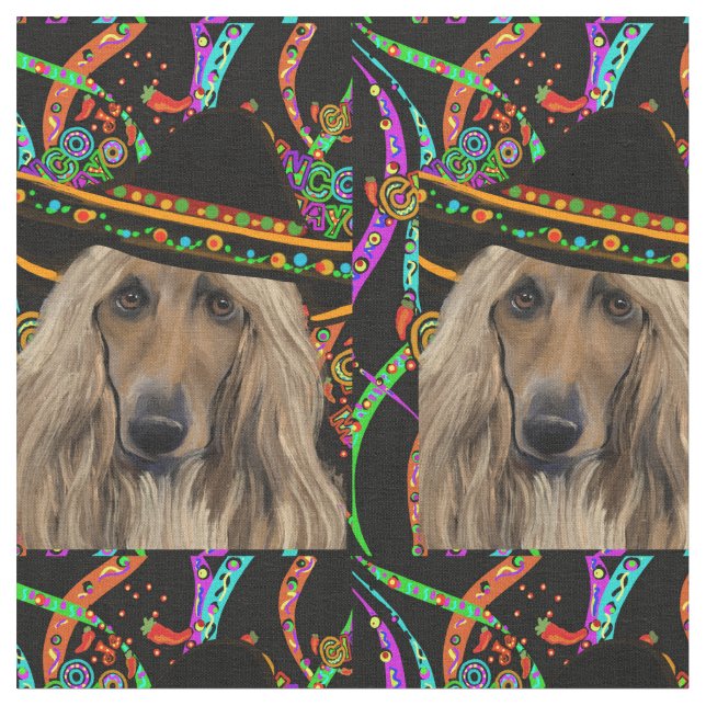 Afghan Hound Mexico Fabric (Close Up)