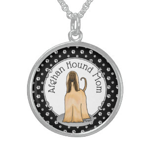 Afghan Hound Mom Afghan Mom (fawn) Cute Dog Mom Sterling Silver Necklace