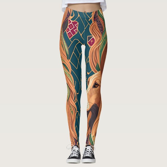 Afghan Hound Mosaic Colorful Personalized Pattern Leggings (Front)
