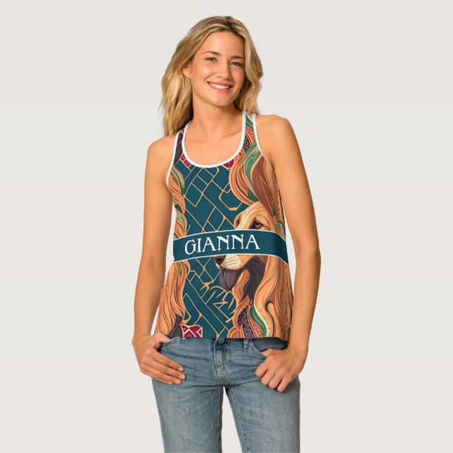 Afghan Hound Mosaic Colorful Personalized Pattern Tank Top (Front Full)