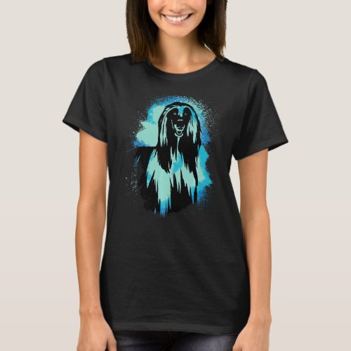 Afghan Hound Paint Blue Design Dog Mom Dad Premium T_Shirt