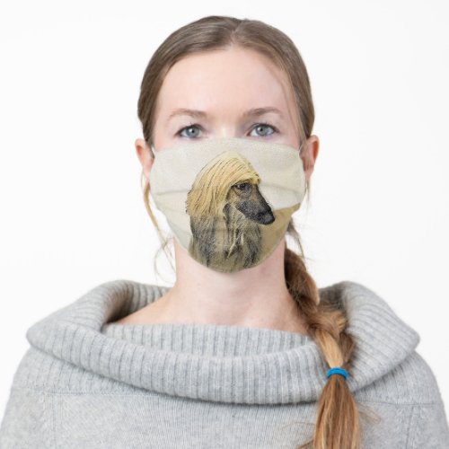 Afghan Hound Painting _ Cute Original Dog Art Adult Cloth Face Mask