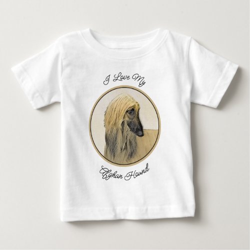 Afghan Hound Painting _ Cute Original Dog Art Baby T_Shirt