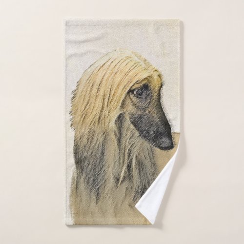 Afghan Hound Painting _ Cute Original Dog Art Bath Towel Set