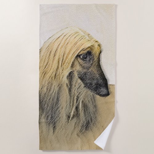 Afghan Hound Painting _ Cute Original Dog Art Beach Towel