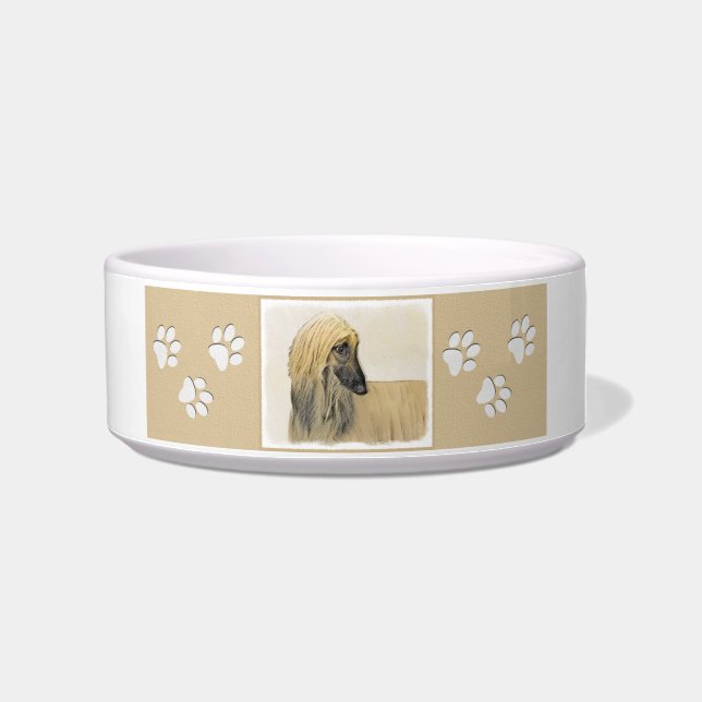 Afghan Hound Painting - Cute Original Dog Art Bowl (Right)