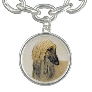 Afghan Hound Painting - Cute Original Dog Art Bracelet