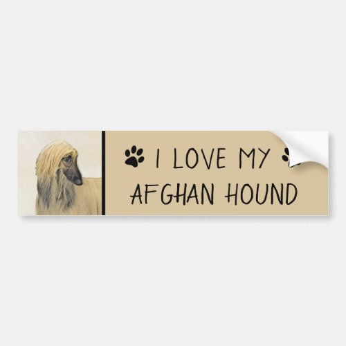 Afghan Hound Painting _ Cute Original Dog Art Bumper Sticker