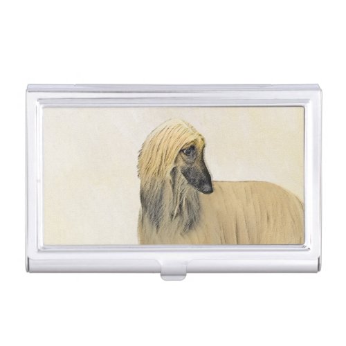 Afghan Hound Painting _ Cute Original Dog Art Business Card Case