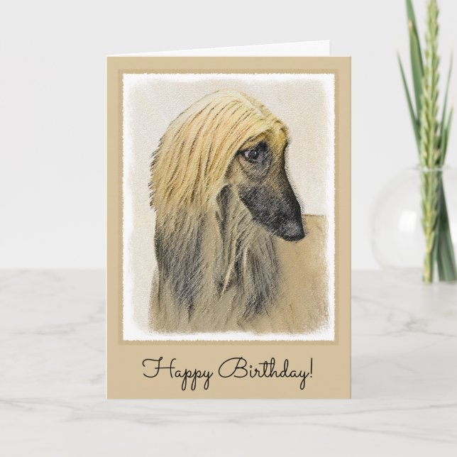 Afghan Hound Painting - Cute Original Dog Art Card (Front)