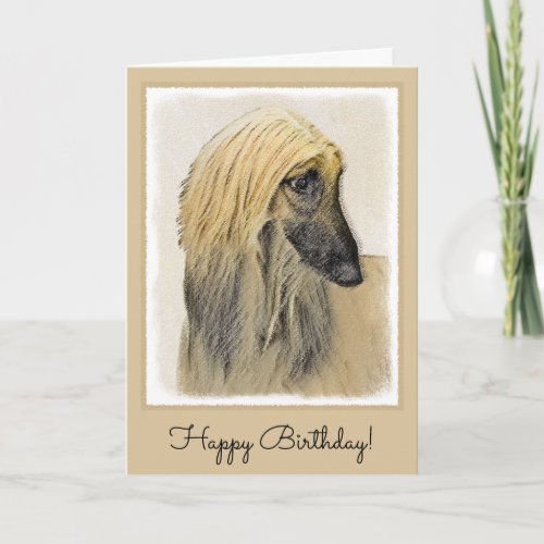 Afghan Hound Painting _ Cute Original Dog Art Card