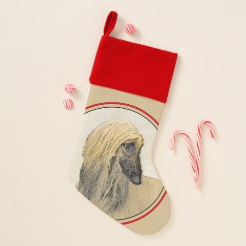 Afghan Hound Painting _ Cute Original Dog Art Christmas Stocking