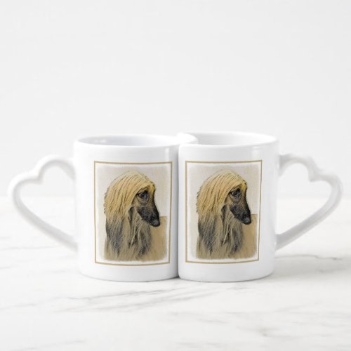 Afghan Hound Painting _ Cute Original Dog Art Coffee Mug Set