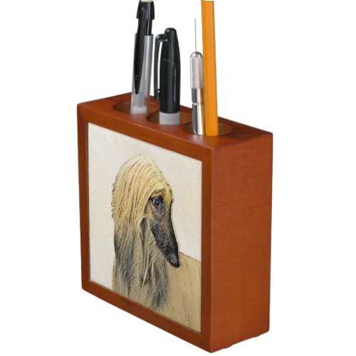 Afghan Hound Painting _ Cute Original Dog Art Desk Organizer