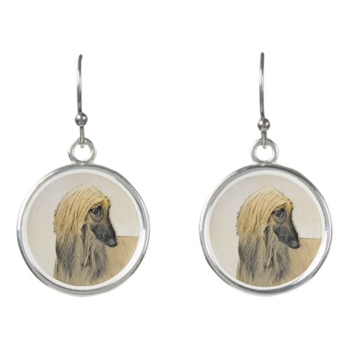 Afghan Hound Painting _ Cute Original Dog Art Earrings