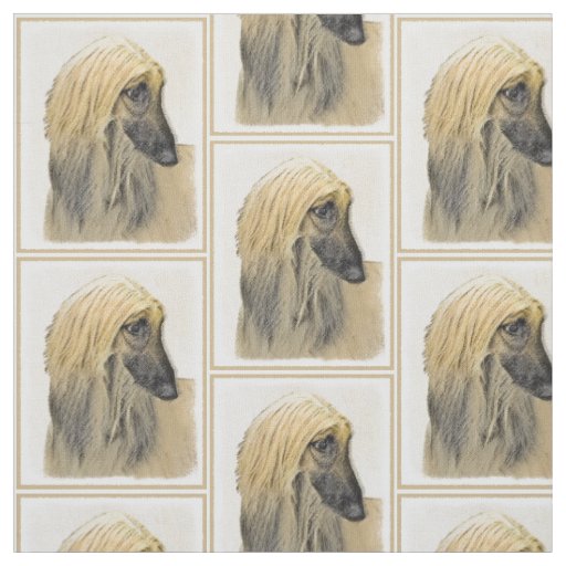 Afghan Hound Painting - Cute Original Dog Art Fabric