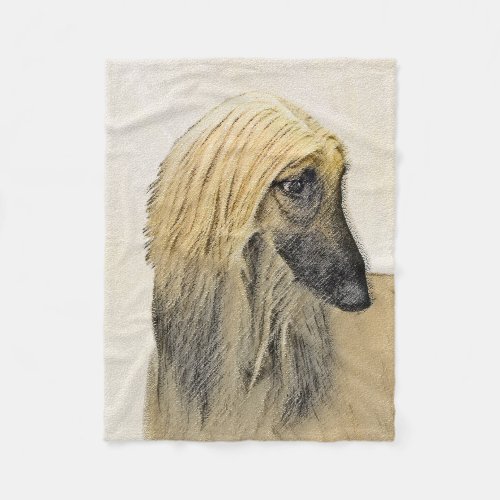 Afghan Hound Painting - Cute Original Dog Art Fleece Blanket