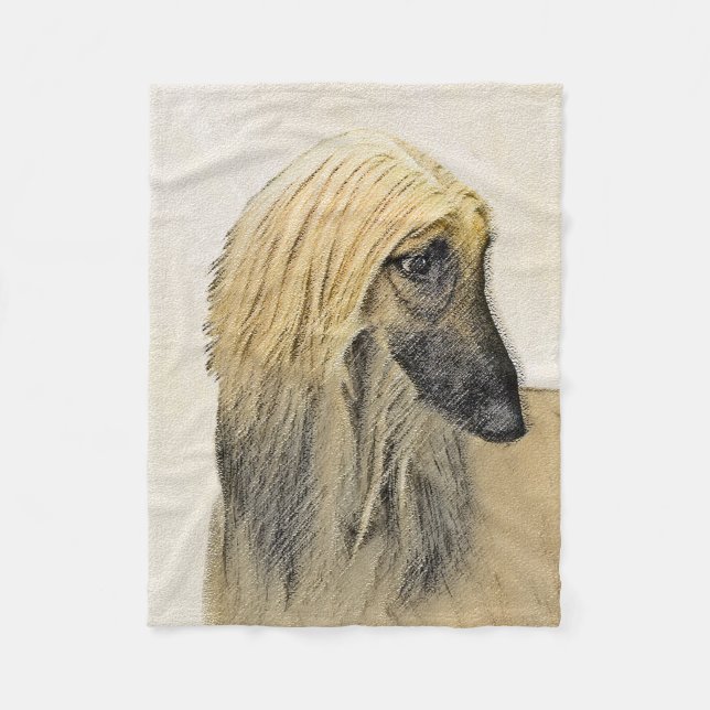Afghan Hound Painting - Cute Original Dog Art Fleece Blanket (Front)