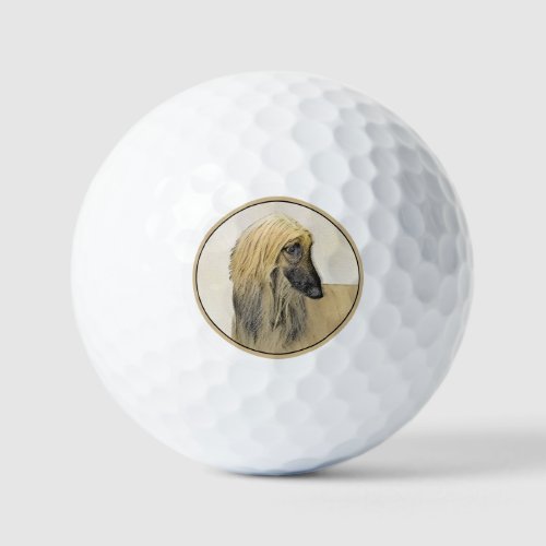 Afghan Hound Painting _ Cute Original Dog Art Golf Balls