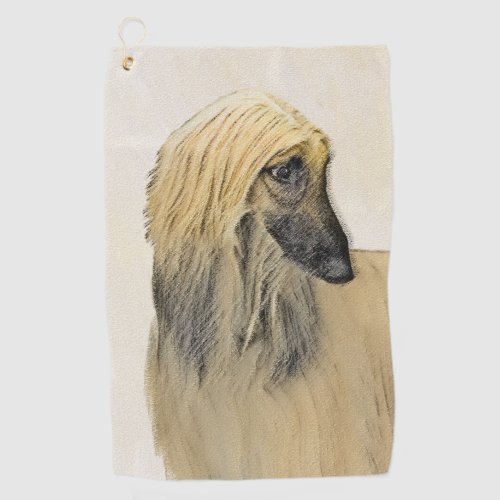 Afghan Hound Painting _ Cute Original Dog Art Golf Towel