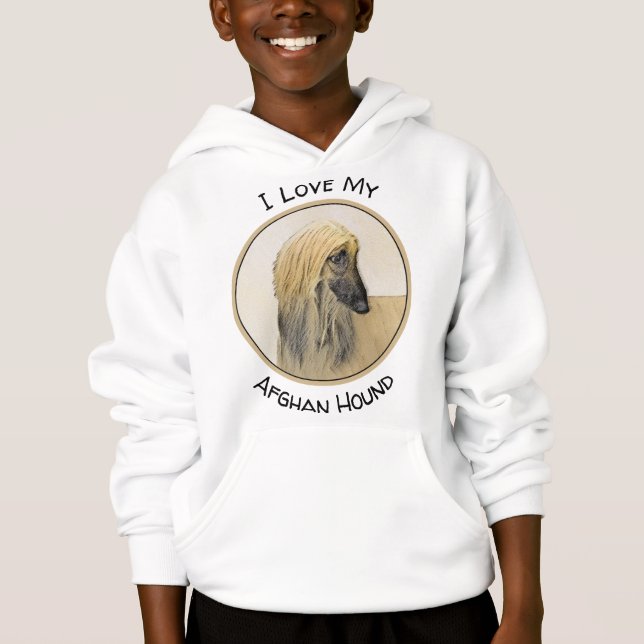 Afghan Hound Painting - Cute Original Dog Art Hoodie (Front)