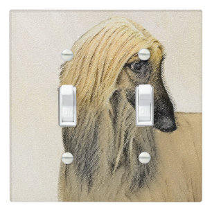 Afghan Hound Painting - Cute Original Dog Art Light Switch Cover