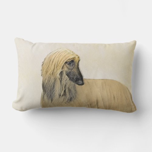 Afghan Hound Painting _ Cute Original Dog Art Lumbar Pillow