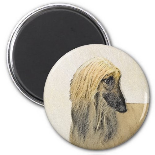 Afghan Hound Painting _ Cute Original Dog Art Magnet